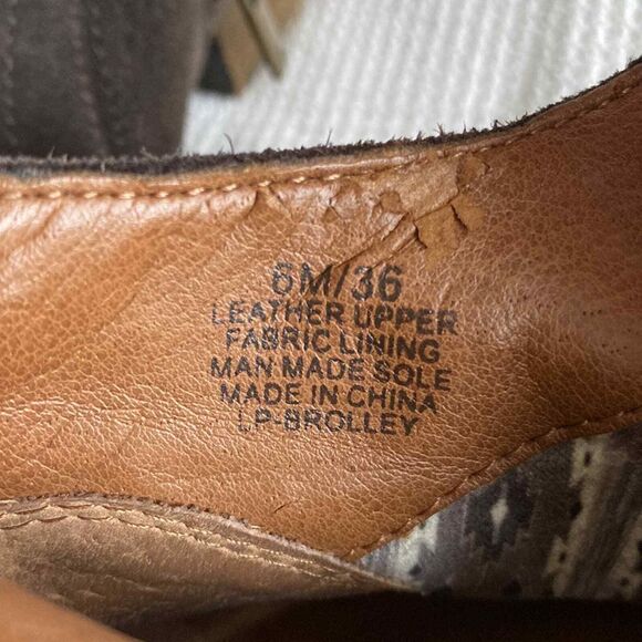 Lucky Brand Distressed Western Ankle Boot Brown Suede Womens 6 Chunky Heel - Picture 13 of 14